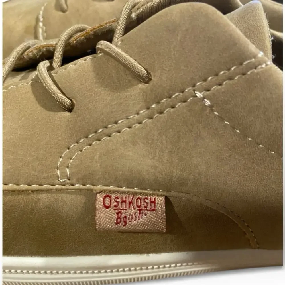 Osh Kosh Bgosh Putney Oxfords Shoes Boys Toddler Size 2 Tan Olive Faux Suede